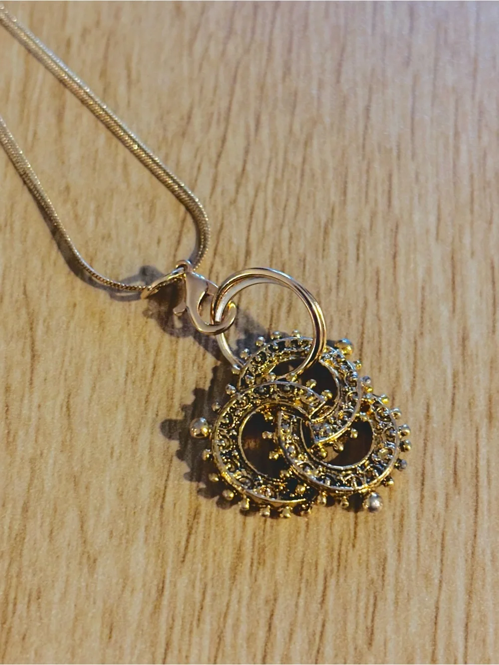 Gold Filigree Circle Pendant Necklace